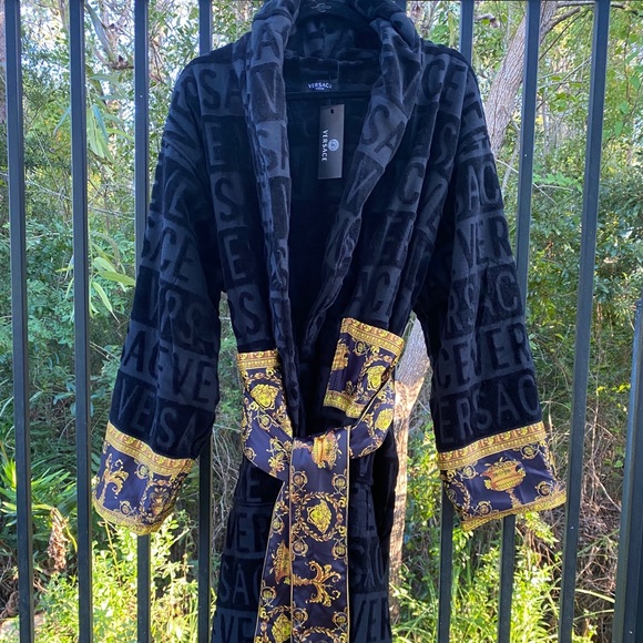 versace robe men blue